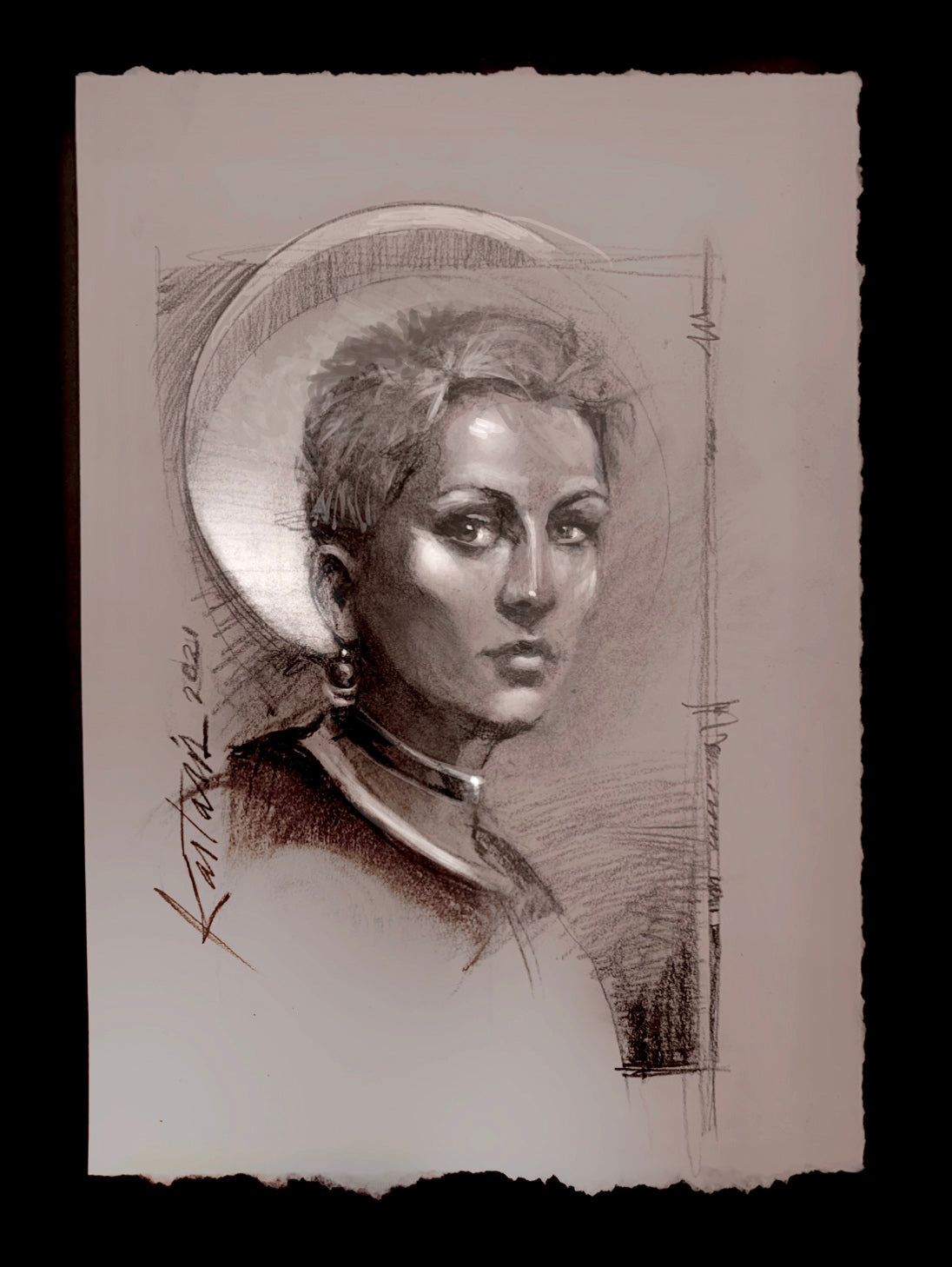 "Unresolved" is an original hand-drawn charcoal sketch from Rip Kastaris. It is the kind of Ala Prima drawing that Kastaris is known for. An original art investment has enduring value.